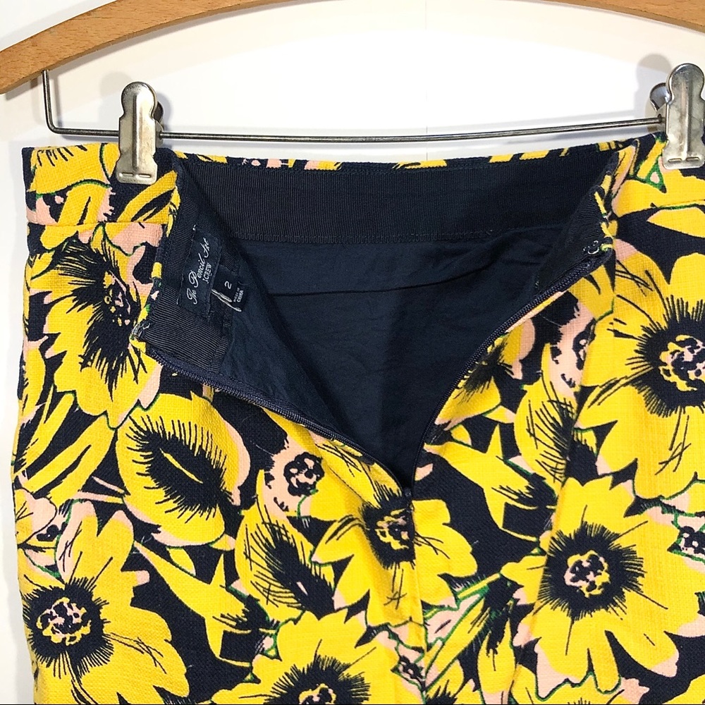 J. Crew Yellow&Navy Floral Pencil Skirt - Picture 6 of 6